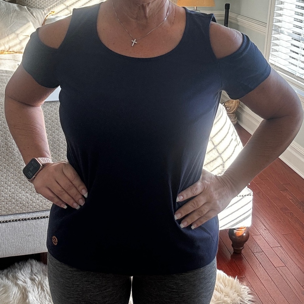 Michael Kors Navy Cold-Shoulder Top MEDIUM